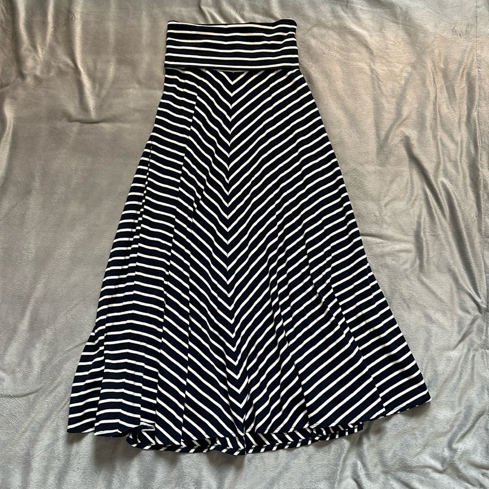 J. Crew Factory blue & white stripe maxi skirt or midi dress, size small